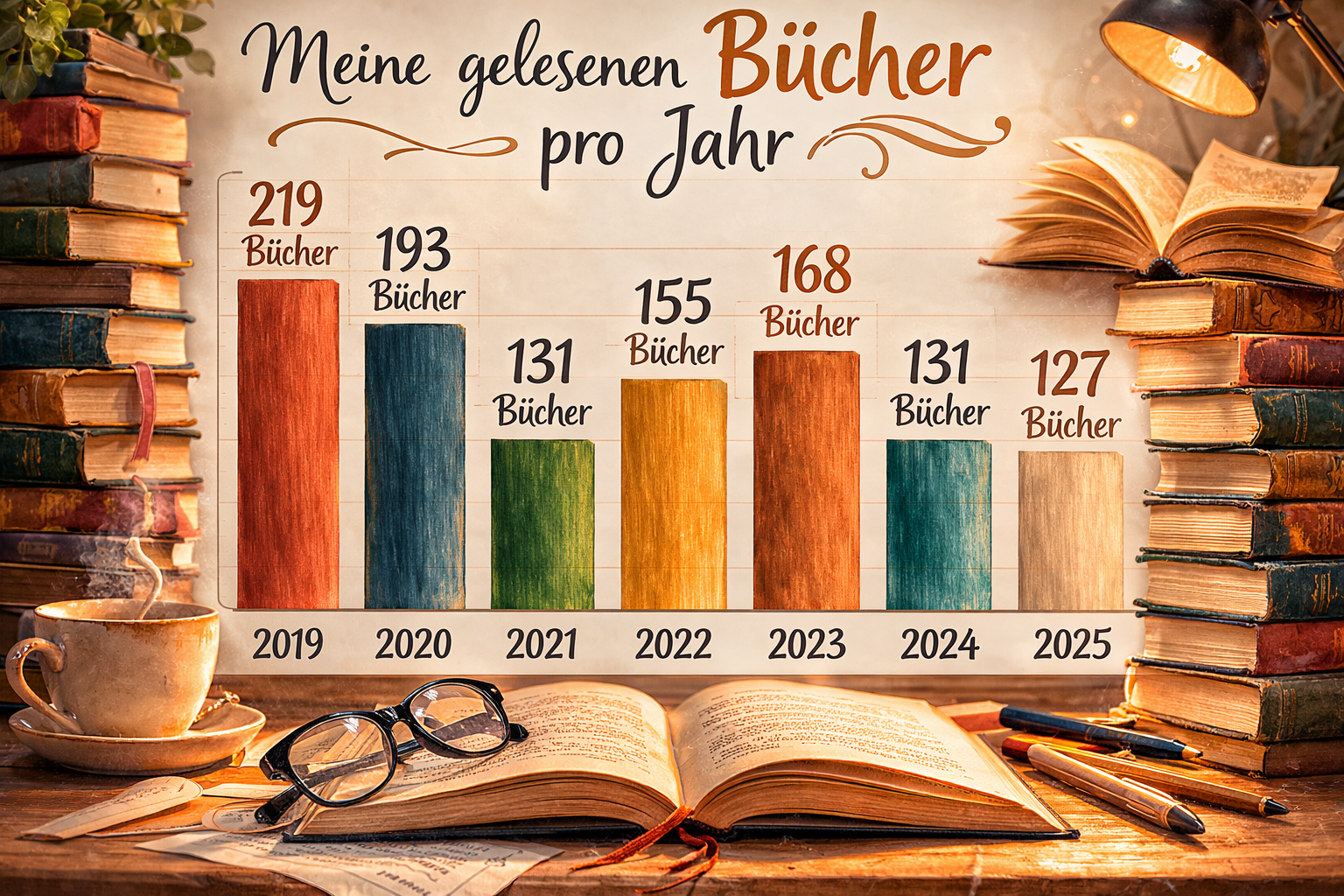 Lesestatistik Gelesene Bücher 2019 2020 2021 2022 2023 2024 2025 Meine tägliche Dosis