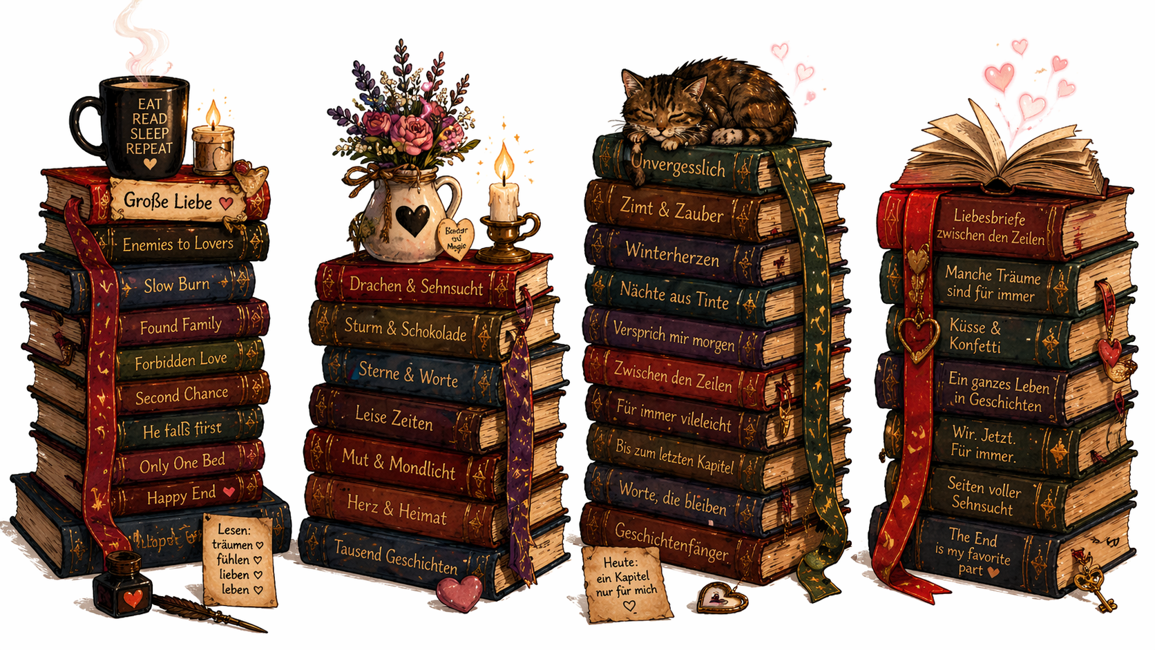 Bücherstapel Katze Serien Bücherserie Bücherreihe Bücherstapel