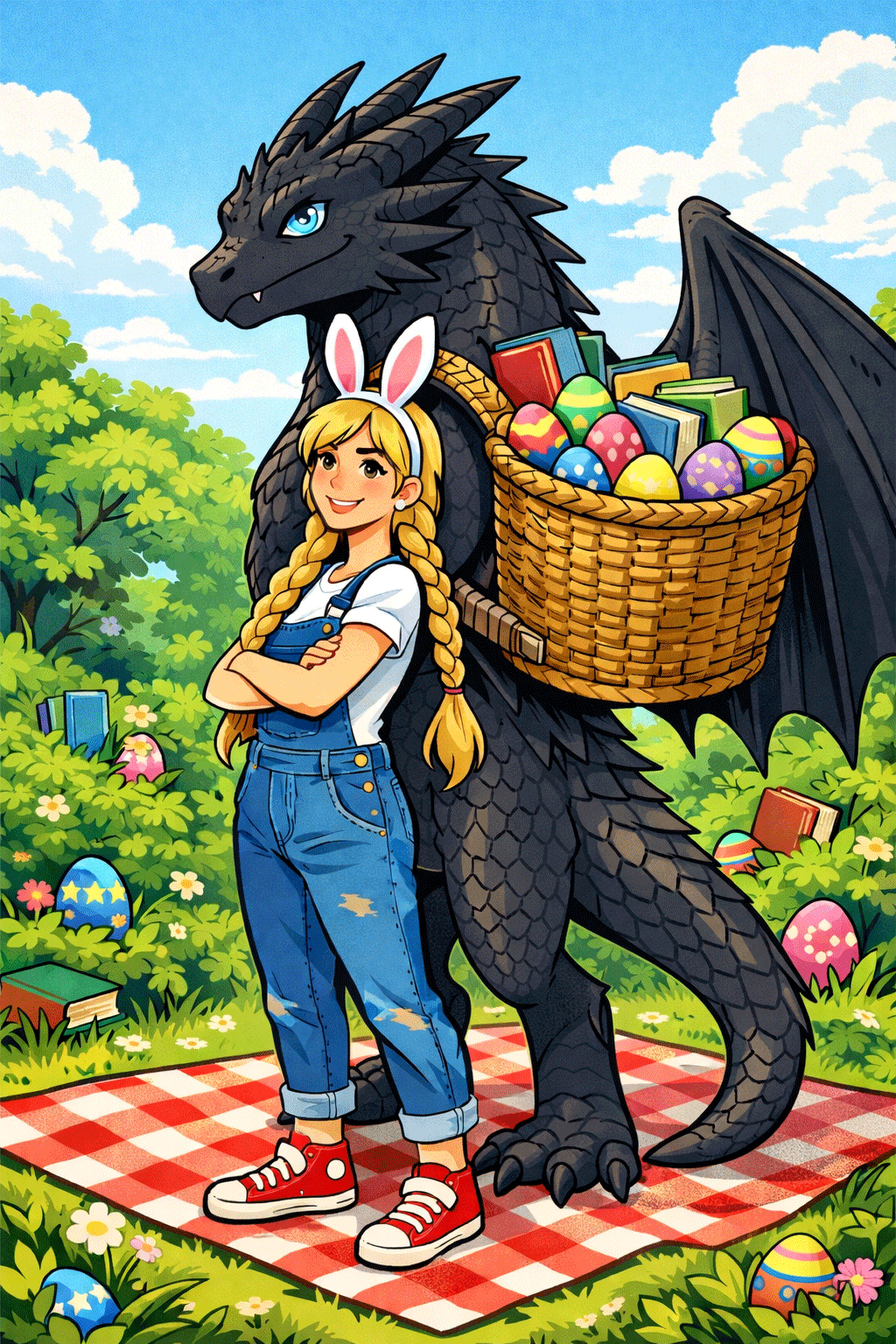 Frohe Ostern Ka Hektor Osterkorb Ostereier Viereckige Bücher