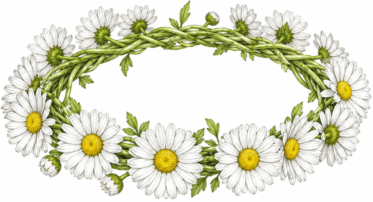 Kranz aus Gänseblümchen Mythologie mit Augenzwinkern 