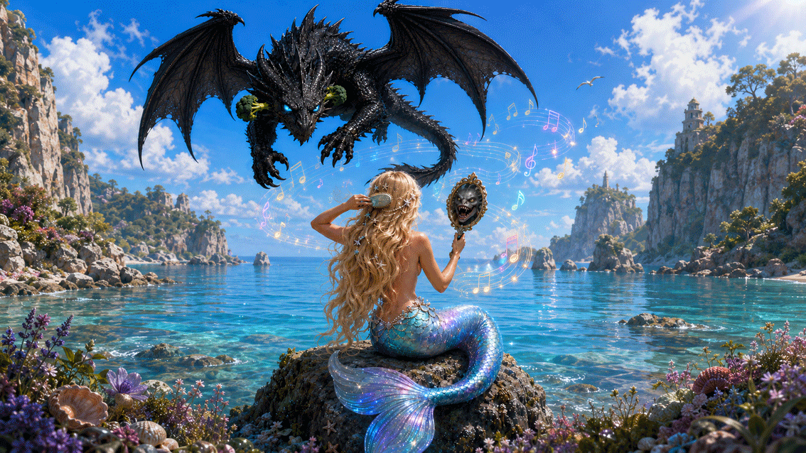 Hektor Sirene Meerjungfrau Mythologie mit Augenzwinkern Brokkolie