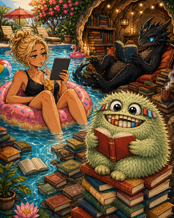 Bücherdrache Hektor SUBsi-Lou Ka Schwimmdonat Sommerhitze Hitzewelle