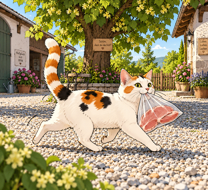 Bild von Paula mit einer Tüte Schnitzel